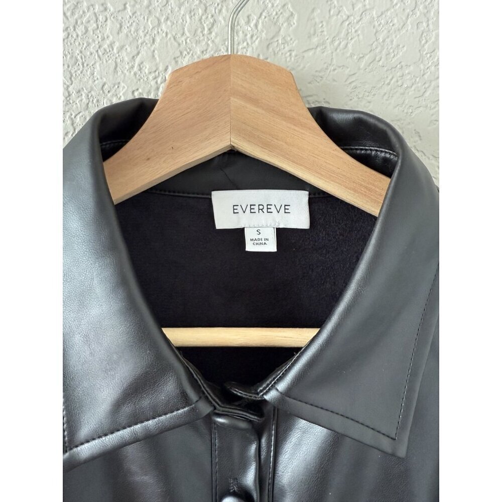 Evereve Clara Vegan Leather Long Sleeve Belted Midi Shirt Dress Grunge NWOT - Picture 6 of 9